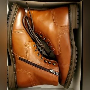 Bruno Marc Men's Motorcycle Combat Oxford Boot. Camel color, size 7.5